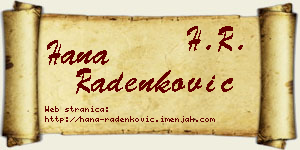 Hana Radenković vizit kartica